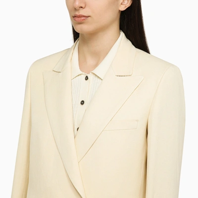 Shop Blazé Milano Cream Coloured Savannah Jacket In Linen And Silk