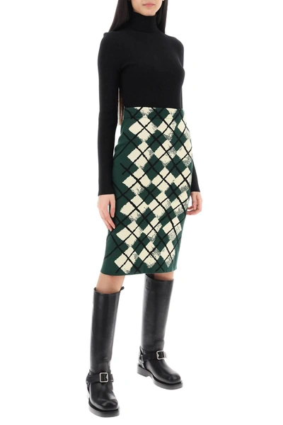 Shop Burberry "knitted Diamond Pattern Midi Skirt