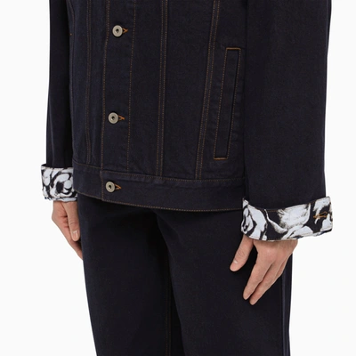 Shop Burberry Blue Indigo Denim Jacket With Contrasting Cuffs