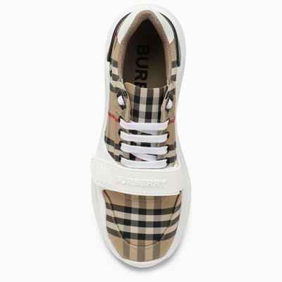 Shop Burberry Check Pattern Leather Sneaker