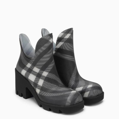 Shop Burberry Marsh Black Rubber Ankle Boots With Check Pattern