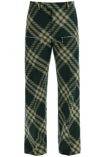 Shop Burberry Straight Cut Checkered Pants