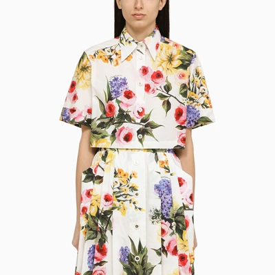 Shop Dolce & Gabbana Dolce&gabbana Garden Print Cropped Shirt In Cotton