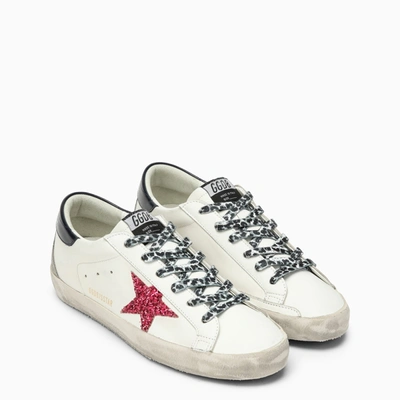 Shop Golden Goose White/fuchsia/blue Super Star Sneaker
