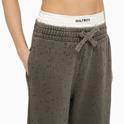 Shop Halfboy Black Jogging Trousers With Boxer Shorts With Wear