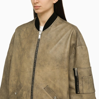 Shop Halfboy Vintage Brown Leather Over Bomber Jacket