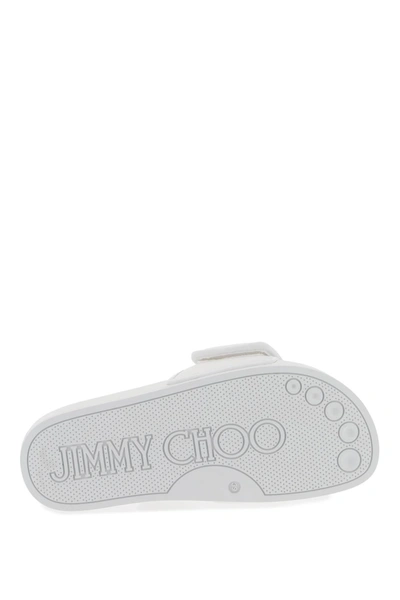 Shop Jimmy Choo Fitz Slides With Lycra Logoed Bang