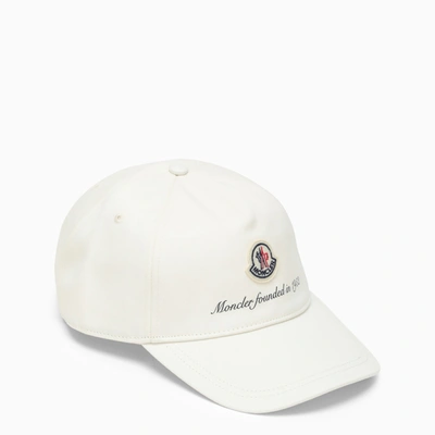 Shop Moncler White Baseball Cap With Logo