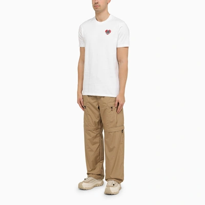 Shop Moncler White Cotton T Shirt With Logo Patch