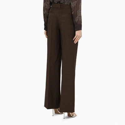 Shop P.a.r.o.s.h . Dark Brown Linen Blend Trousers
