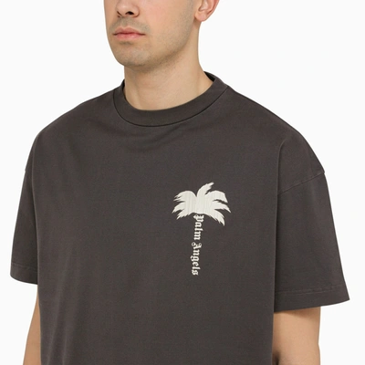 Shop Palm Angels Dark Grey Cotton T Shirt With Print