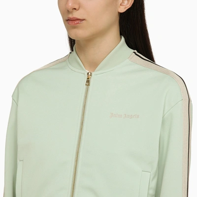 Shop Palm Angels Mint Green Zip Sweatshirt