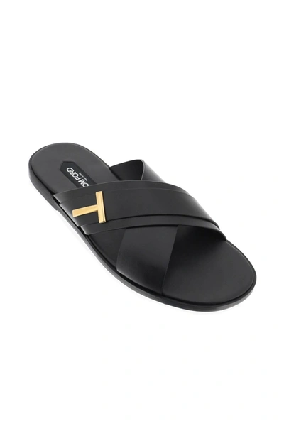 Shop Tom Ford Preston Leather Sandals In