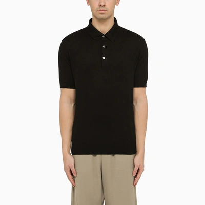 Shop Zegna Black Cotton Short Sleeved Polo Shirt
