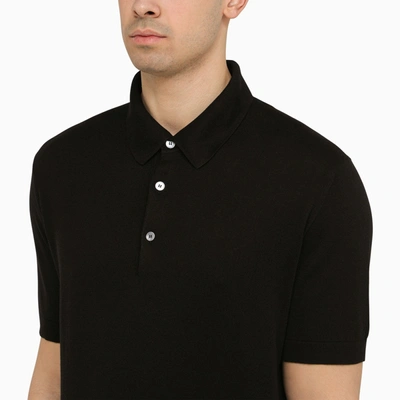 Shop Zegna Black Cotton Short Sleeved Polo Shirt