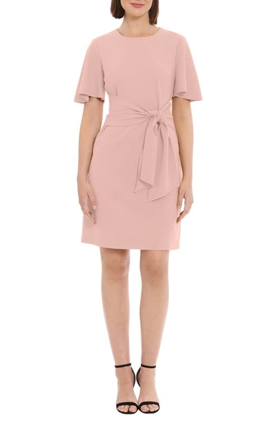 Shop Donna Morgan Flutter Sleeve Waist Tie Dress In Shell Pink