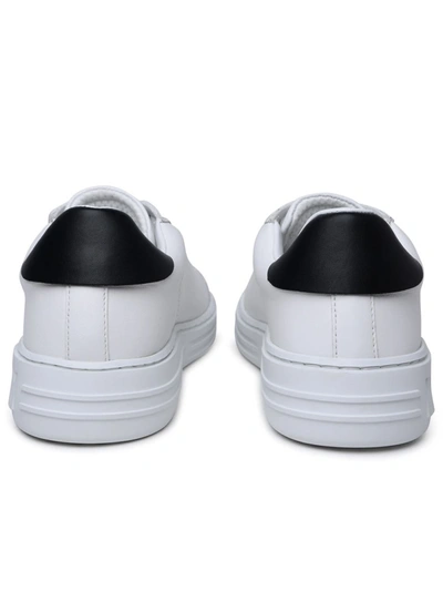 Shop Msgm White Leather Sneakers
