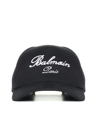 Shop Balmain Hats In Noir Ivoire