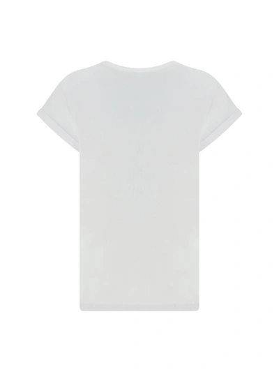 Shop Balmain Flocked Logo T-shirt In Gab Blanc/noir