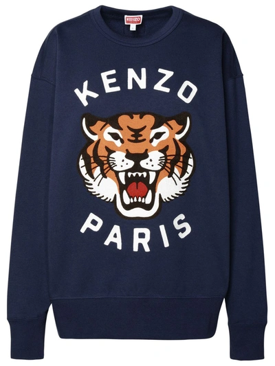 Shop Kenzo 'lucky Tiger' Navy Cotton Sweatshirt In Blue