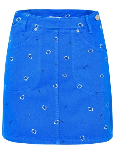 Shop Kenzo Minigonna Jeans Stampa In Blue