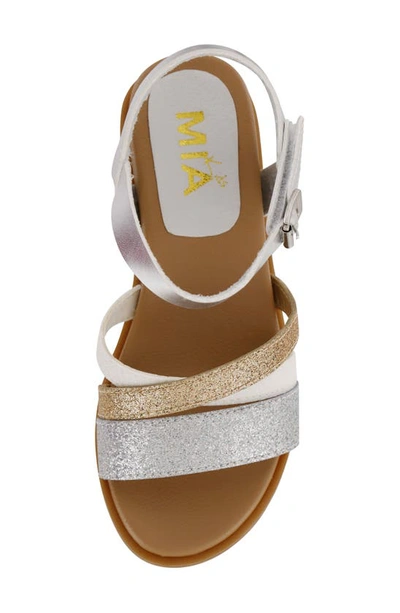 Shop Mia Kids' Calee Glitter Wedge Sandal In Silver Multi