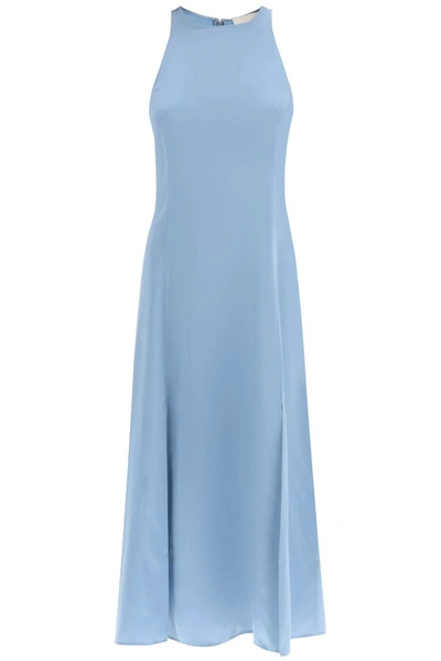 Shop Loulou Studio Maxi Silk Slip Dress In Blue