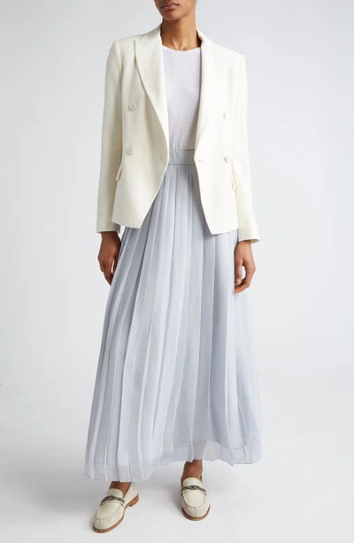 Eleventy Double Breasted Crosshatch Cotton Blend Blazer In Ivory