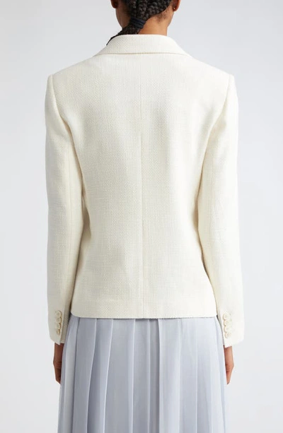 Eleventy Double Breasted Crosshatch Cotton Blend Blazer In Ivory