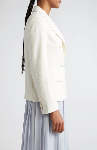 Eleventy Double Breasted Crosshatch Cotton Blend Blazer In Ivory