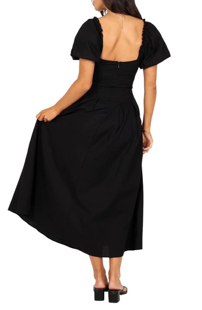 Petal And Pup Maria Puff Sleeve Midi Dresses In Black