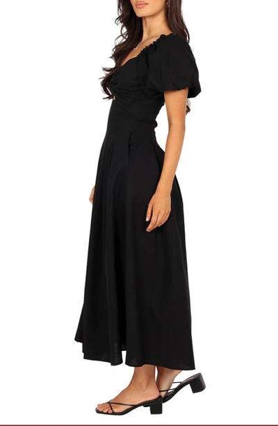 Petal And Pup Maria Puff Sleeve Midi Dresses In Black