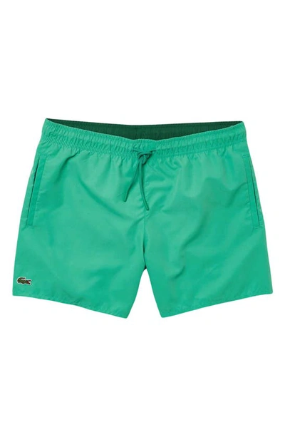 Shop Lacoste Recycled Polyester Swim Trunks In 9ss Clover Green/ Gre