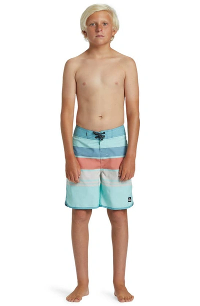 Shop Quiksilver Everyday Stripe 17 Swim Trunks In Limpet Shell