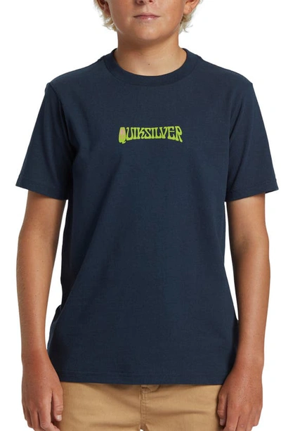 Shop Quiksilver Kids' Island Sunrise Graphic T-shirt In Dark Navy