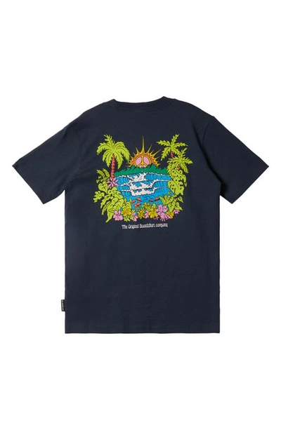 Shop Quiksilver Kids' Island Sunrise Graphic T-shirt In Dark Navy