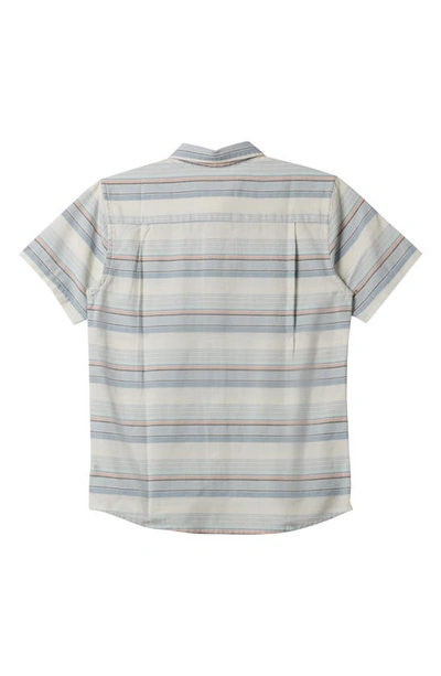 Shop Quiksilver Kids' Oxford Stripe Short Sleeve Woven Shirt In Blue Fog