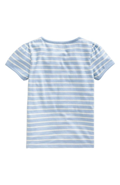 Shop Mini Boden Kids' Stripe Cake Embellished Cotton T-shirt In Vintage Blue Cake