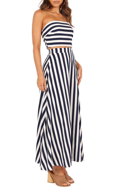 Petal And Pup Womens Elijah Top And Skirt Set In Navy/ White