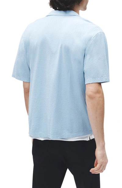 Shop Rag & Bone Avery Cotton Short Sleeve Button-up Shirt In Dusty Blue