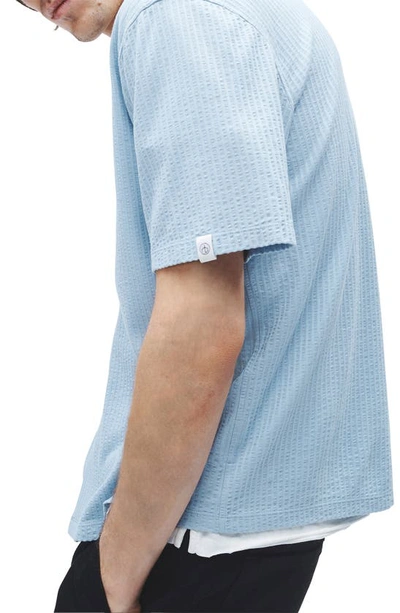 Shop Rag & Bone Avery Cotton Short Sleeve Button-up Shirt In Dusty Blue