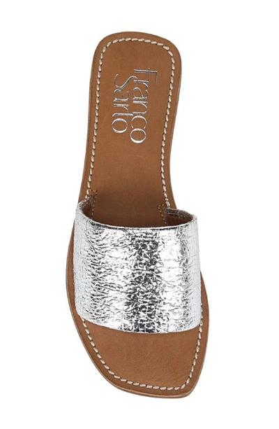 Shop Franco Sarto Tina Raffia Slide Sandal In Silver