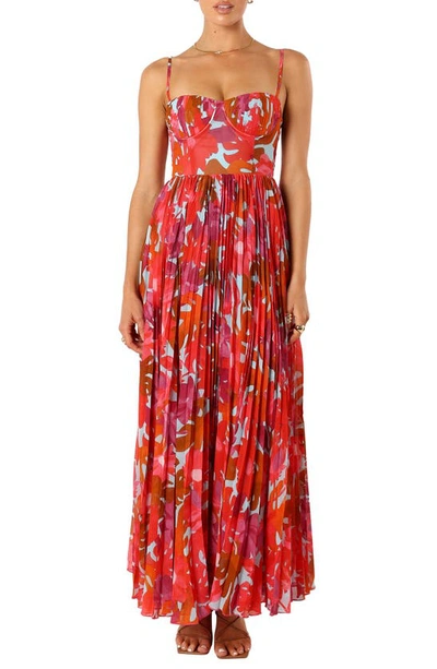 Petal And Pup Achanti Print Pleated Maxi Dress In Pink Azalea