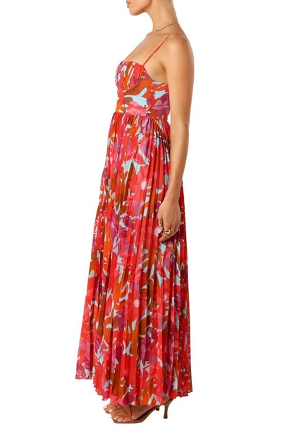 Petal And Pup Achanti Print Pleated Maxi Dress In Pink Azalea
