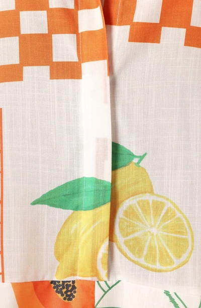 Petal And Pup Sebastian Fruit Print Romper In White Orange