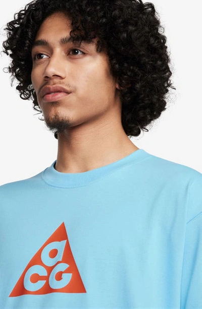 Shop Nike Dri-fit Acg Oversize Graphic T-shirt In Aquarius Blue
