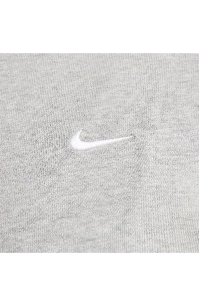Shop Nike Solo Swoosh Long Sleeve T-shirt In Dark Grey Heather/ White