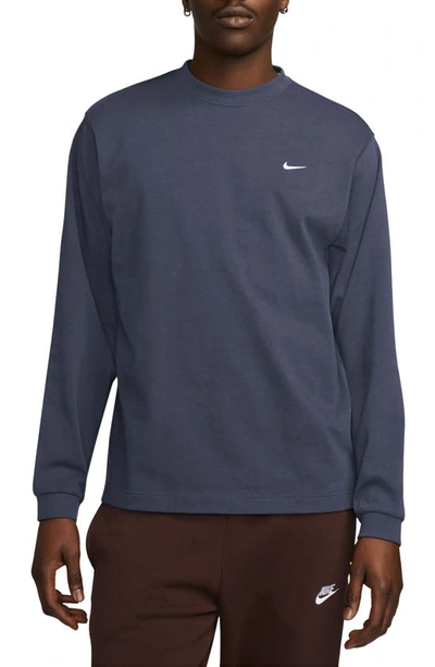 Shop Nike Solo Swoosh Long Sleeve T-shirt In Thunder Blue/ White