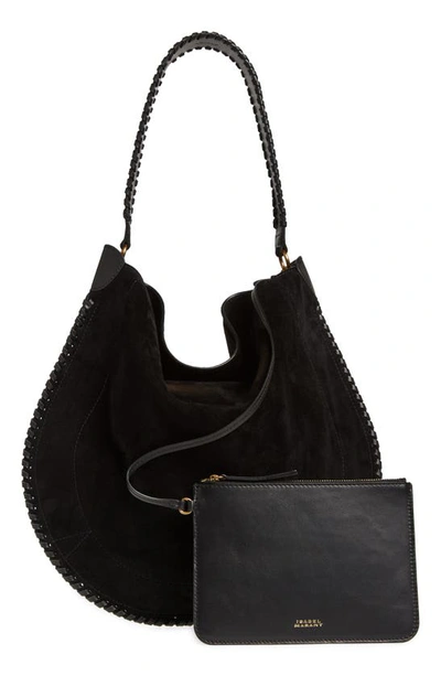 Shop Isabel Marant Large Oskan Suede Hobo Bag In Black 01bk