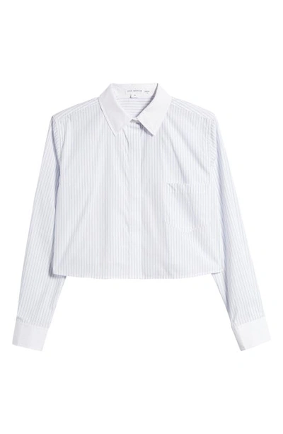 Shop Good American Stripe Crop Button-up Shirt In Good Blue Stripe001